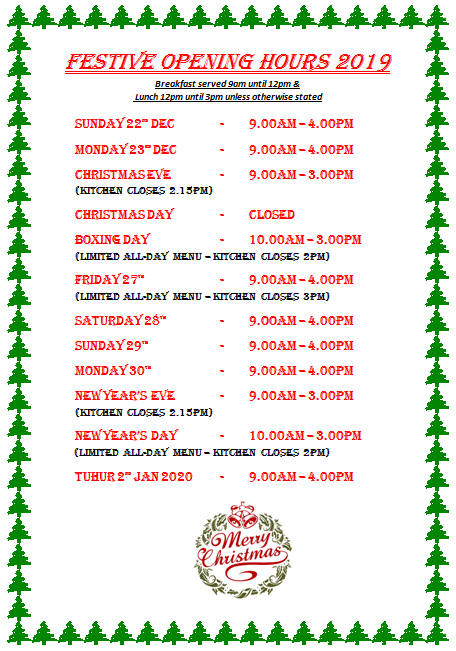Festive Opening Hours 2019