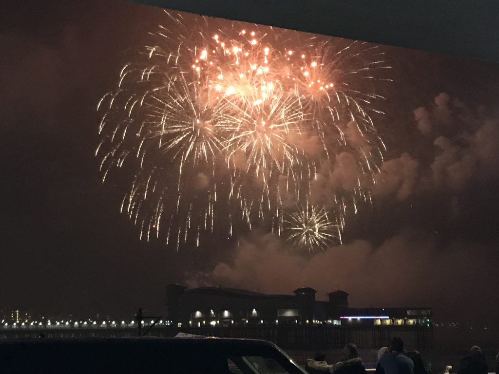 The Fireworks at Sea on Weston super Mare Beach