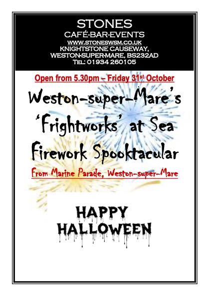Frightworks Fireworks Weston-super-Mare menu